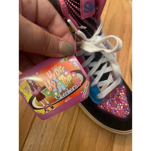 NWT Skechers, girl's multicolor sparkly high tops size 5 - Picture 3 of 8